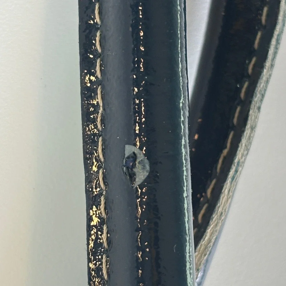 Vintage‎ Dooney & Bourke Made in Italy Canvas Patent Leather Tote Bag